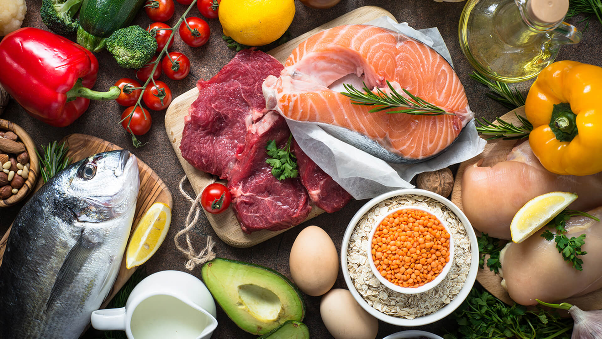 Rich vitamin meat and fishes